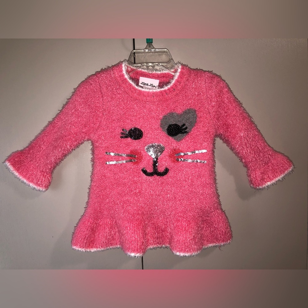 Kitty Cat Sequin SOFT Ruffled Sweater 18 Months
